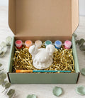 Paintable ceramic crab figurine kit with paintbrush and assorted paint colors