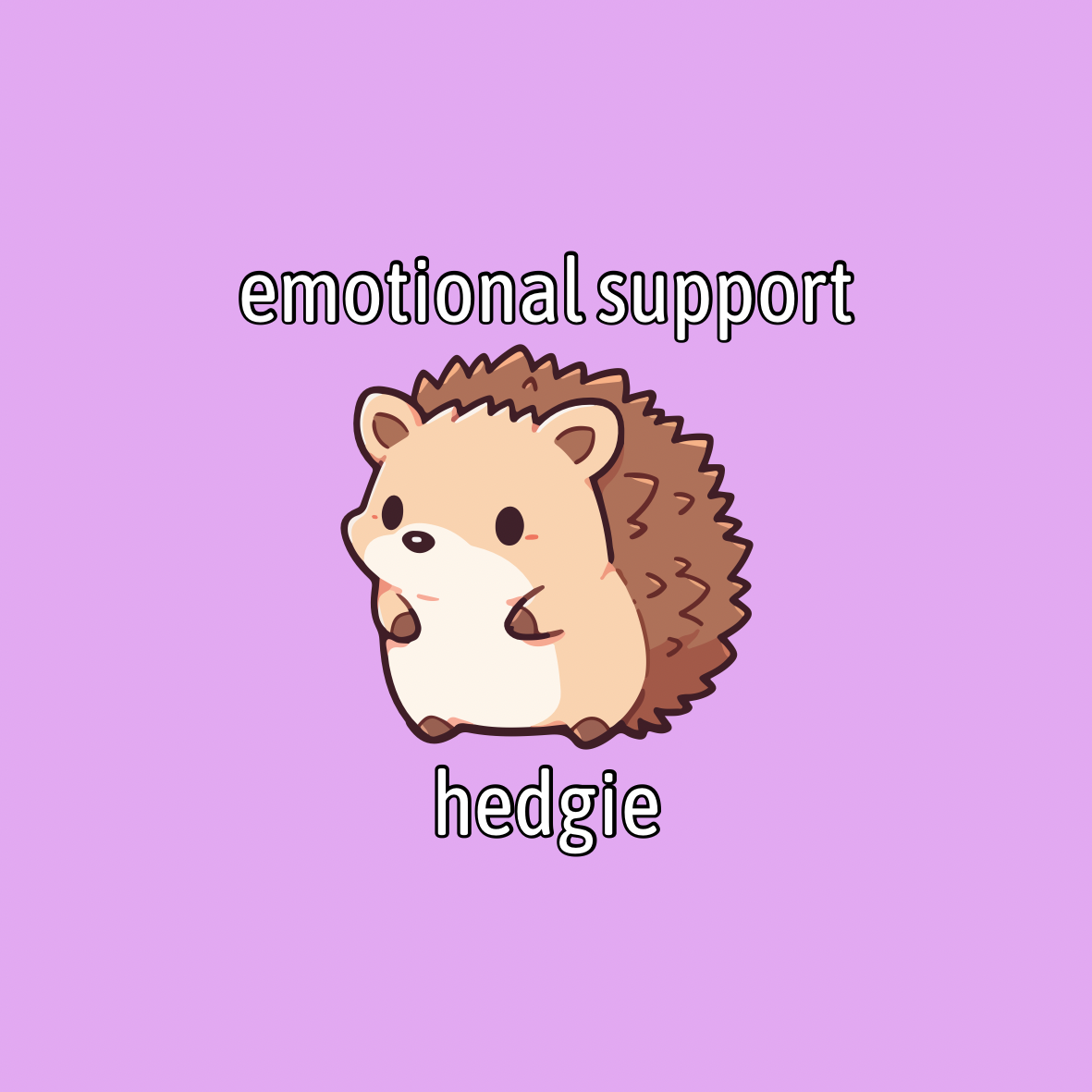 A round, 2-inch fridge magnet with a cute cartoon hedgehog with 'emotional support hedgie' text on a purple background
