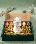 Paintable ceramic unicorn figurine kit with paintbrush and assorted paint colors