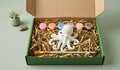Paintable ceramic octopus figurine kit with paintbrush and assorted paint colors