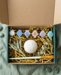 Paintable ceramic earth figurine kit with paintbrush and assorted paint colors