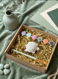 Paintable ceramic turtle figurine kit with paintbrush and assorted paint colors