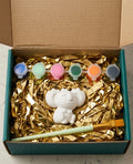 Paintable ceramic koala figurine kit with paintbrush and assorted paint colors