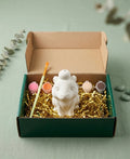 Paintable ceramic capybara figurine kit with paintbrush and assorted paint colors