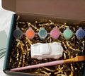 Paintable ceramic car figurine kit with paintbrush and assorted paint colors