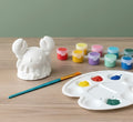 Paintable ceramic crab figurine kit with paintbrush and assorted paint colors