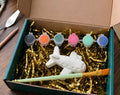 Paintable ceramic airplane figurine kit with paintbrush and assorted paint colors