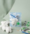 Paintable ceramic elephant figurine kit with paintbrush and assorted paint colors