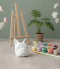 Paintable ceramic frenchie figurine kit with paintbrush and assorted paint colors