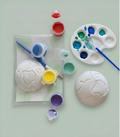 Paintable ceramic Earth figurine kit with paintbrush and assorted paint colors