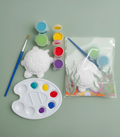 Paintable ceramic turtle figurine kit with paintbrush and assorted paint colors