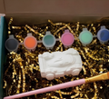 Paintable ceramic car figurine kit with paintbrush and assorted paint colors